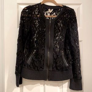 Free people black lace cardigan size medium.